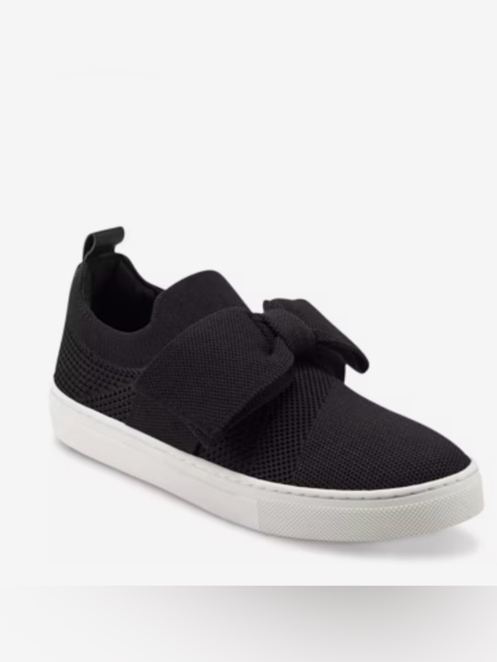 Kids Bow Knit Slip-On Sneakers - Black
